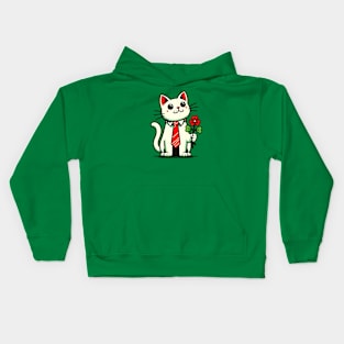 Cat Holding Shamrock for St Patricks Day Kids Hoodie